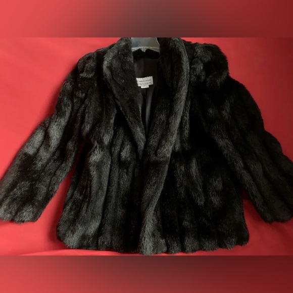 RONDO CASUAL Black Soft Faux Fur Vintage Coat Fully Lined Size XL - Picture 1 of 5